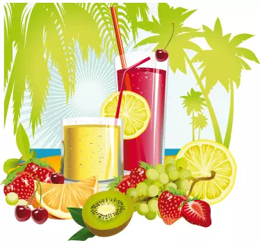 Sticker tropische vruchten en cocktails - TenStickers