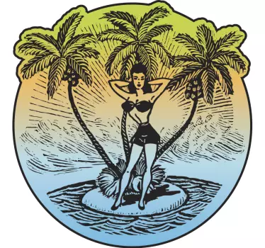 Pin up strand meisje sticker - TenStickers
