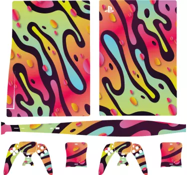 Ps5 sticker levendige abstracte motieven - TenStickers