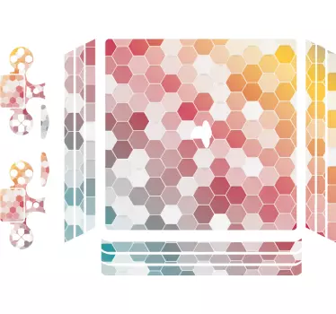 Ps4 sticker hexagonaal kleurenmozaïek - TenStickers