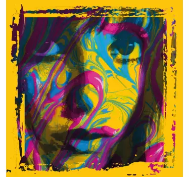 Muursticker kunst levendig abstract gezicht - TenStickers