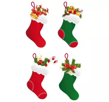 Sticker kerstmis sokken - TenStickers
