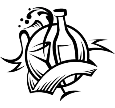 Champagnefles muursticker keuken - TenStickers