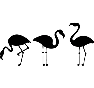 Muurstickers vogels Zwarte flamingo familie - TenStickers