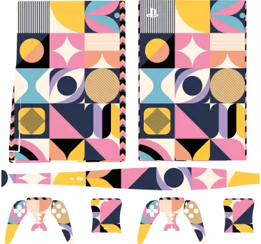 Ps5 sticker geometrische kleurrijke patronen - TenStickers