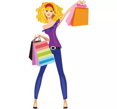 Sticker shoppen vrouw solden - TenStickers
