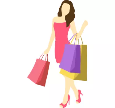 Sticker dame shopping winkelen - TenStickers