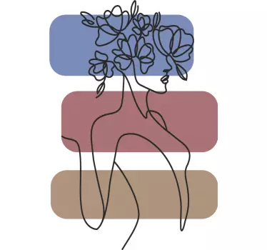 Muursticker kunst bloemen silhouet profiel - TenStickers