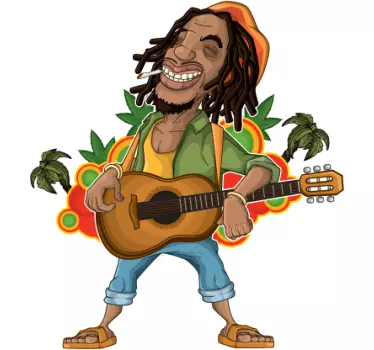 Rastafari Bob Marley Jamaica muursticker - TenStickers