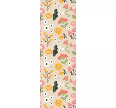 Beige bloemenpatroon koelkast sticker - TenStickers