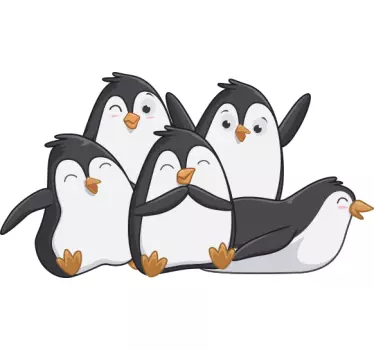 Koelkast sticker Grappig ontwerp van pinguïns - TenStickers