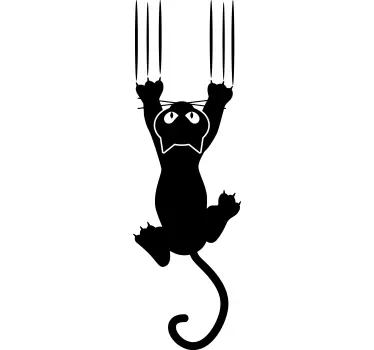 Koelkast sticker speelse kat klimmen - TenStickers