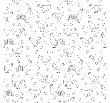 Kippenpatroon overlay Koelkast sticker - TenStickers
