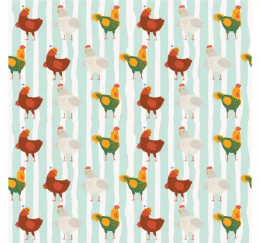 Kleurrijke boerderijkippen meubel sticker - TenStickers