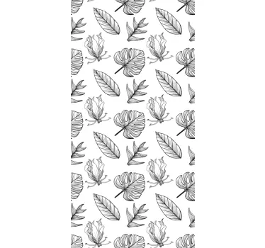 Douchedeur sticker met gestileerde botanische elementen - TenStickers
