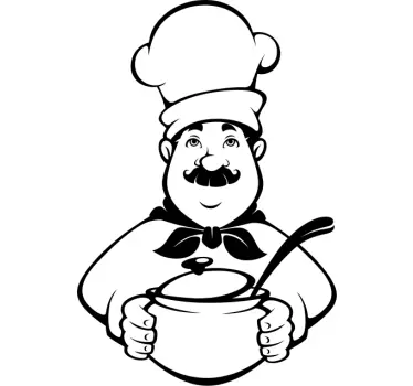 Keuken stickers Chef-kok zwart-wit ontwerp - TenStickers