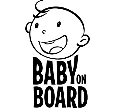 Sticker baby aan board vrolijk baby gezicht - TenStickers