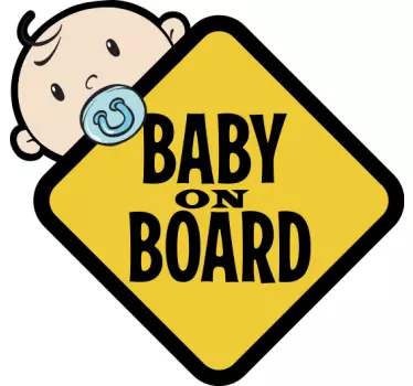 Baby aan boord sticker Geel bord met schattige jongen - TenStickers