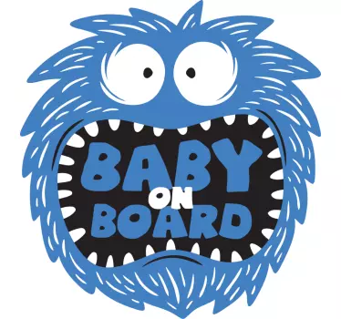 Sticker baby aan board fuzzy blauwe karakter - TenStickers