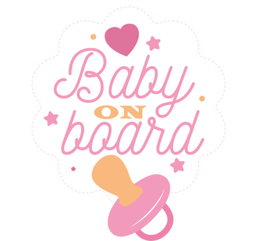 Baby aan boord sticker Witte wolk met fopspeen en tekst - TenStickers