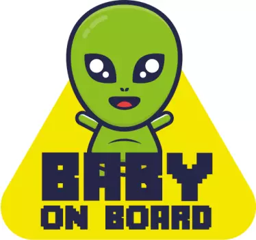 Sticker baby aan board schattig alien karakter - TenStickers