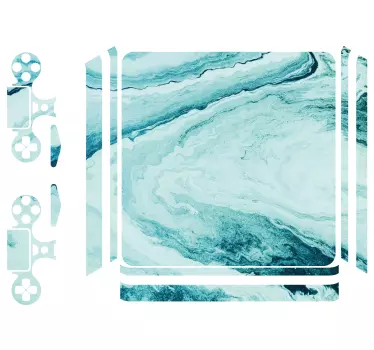 Ps4 sticker aqua marble print - TenStickers