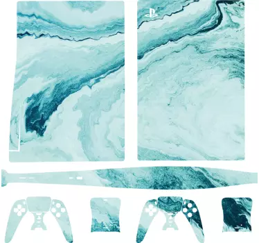 Ps5 sticker aqua marmer motief - TenStickers