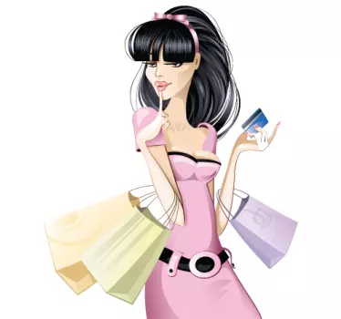 Sticker decoratie shoppen dame - TenStickers