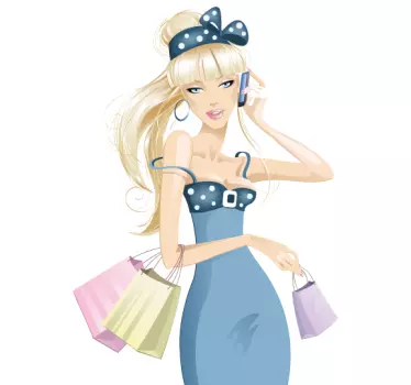 Sticker drukke dame shoppen - TenStickers