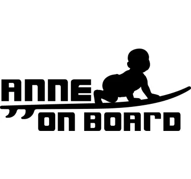 Sticker baby aan board surfende silhouet - TenStickers