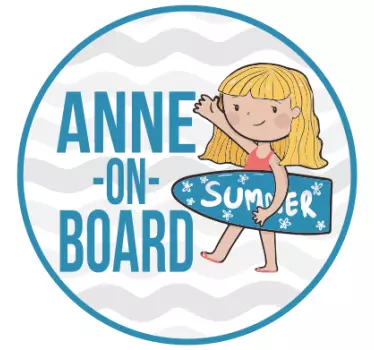 Sticker baby aan board gepersonaliseerd surfavontuur - TenStickers