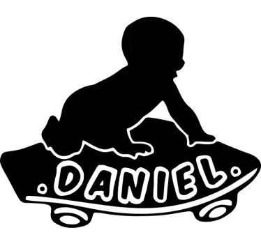 Sticker baby aan board kruipende babyfiguur - TenStickers
