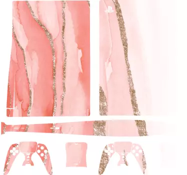 Ps5 sticker roze bloemen swirl - TenStickers