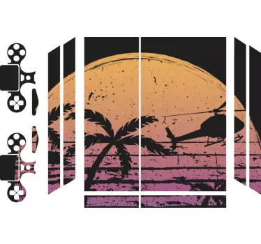 Zonsondergang helikopter scène ps4 sticker - TenStickers