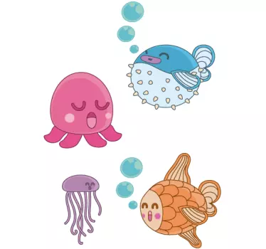 Sticker kinderkamer zeedieren vissen - TenStickers