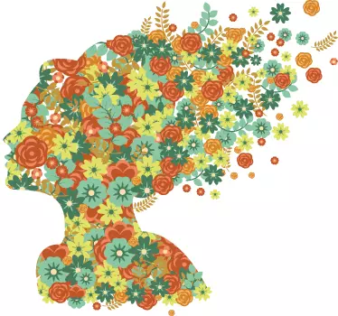 Bloemen vrouw haar sticker - TenStickers