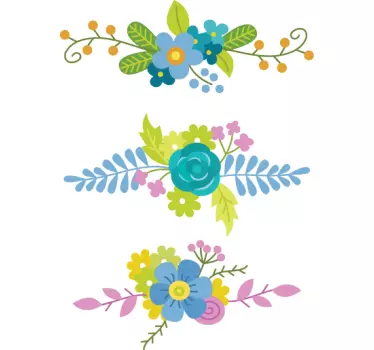 Blauwe winter bloemen sticker - TenStickers