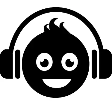 Sticker laptop vrolijke jongen koptelefoon - TenStickers
