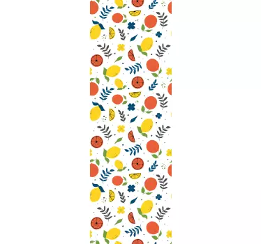 Kleurrijke fruitpatronen douchedeur sticker - TenStickers