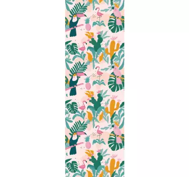 Douchedeur sticker tropisch flora patroon - TenStickers