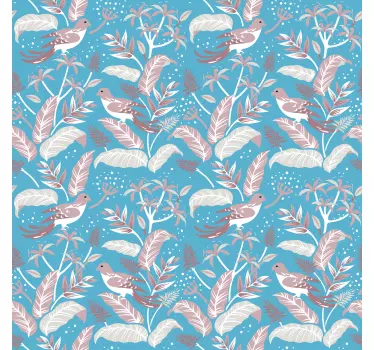 Bloemenvogelpatroon meubel sticker - TenStickers