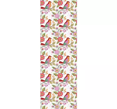 Douchedeur sticker kleurrijk vogels patroon - TenStickers