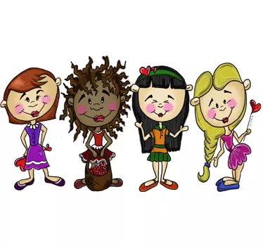 Vier vriendinnen meisjes sticker - TenStickers