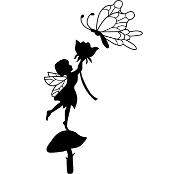 Sticker kinderen fee bloem vlinder - TenStickers