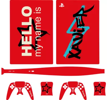 Ps5 sticker rood grafisch ontwerp - TenStickers