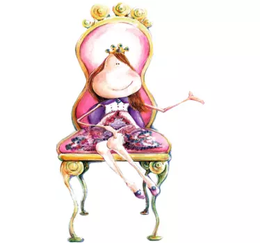 Sticker kinderen princes op troon - TenStickers
