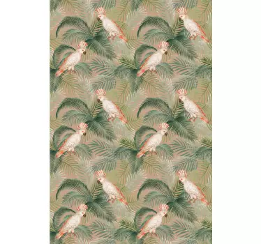 Koelkast stickers Witte papegaaien op beige palmen - TenStickers