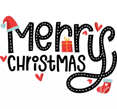 Kerst raamsticker vrolijk kerstborduurwerk - TenStickers