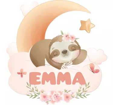 Stickers kinderkamer Schattige dieren luiaard met naam - TenStickers