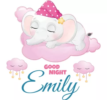 Babykamer muurstickers Schattige olifant voor meisje met naam - TenStickers